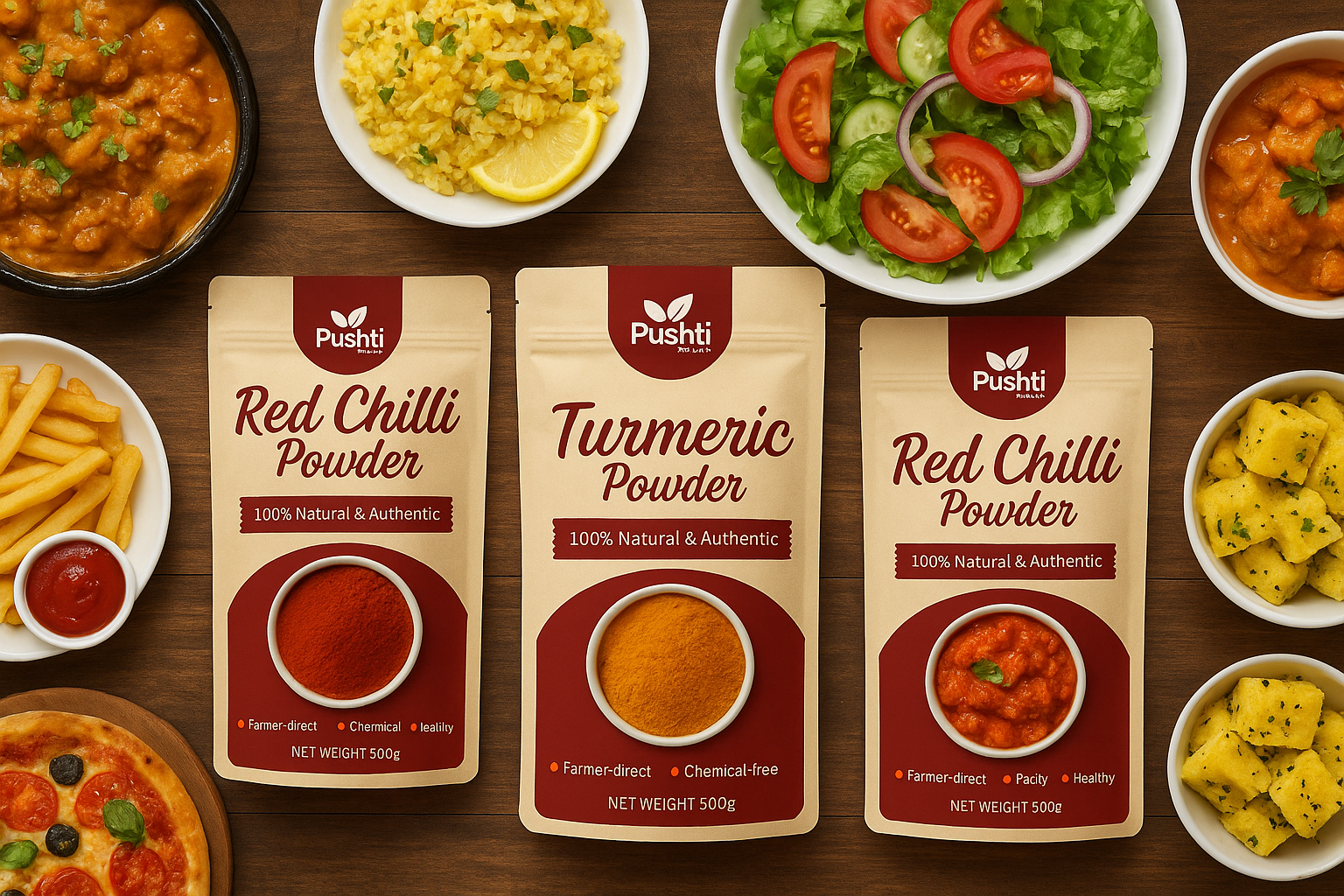 Pushti Organic products with delicious home-cooked meals